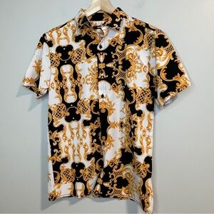 Stylish Black and Gold Men's Baroque Shirt